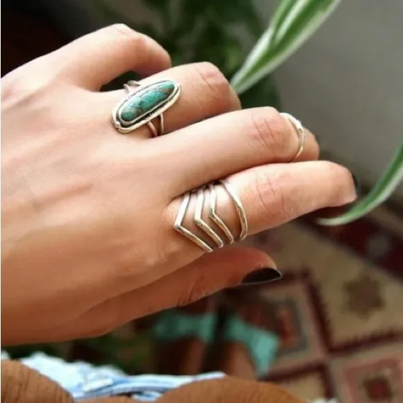 925 Sterling Silver Adjustable Triple Chevron Thumb/Index/POWAH WonderWo… - Picture 14 of 15